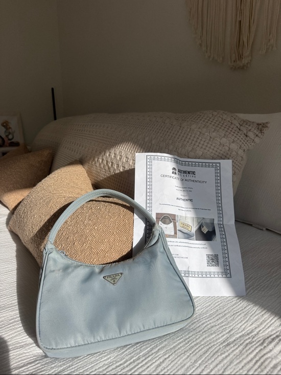 Prada Handbags - Prada Baby Blue Nylon Mini Shoulder Bag Y2K Authenticated w/ COA 🩵
